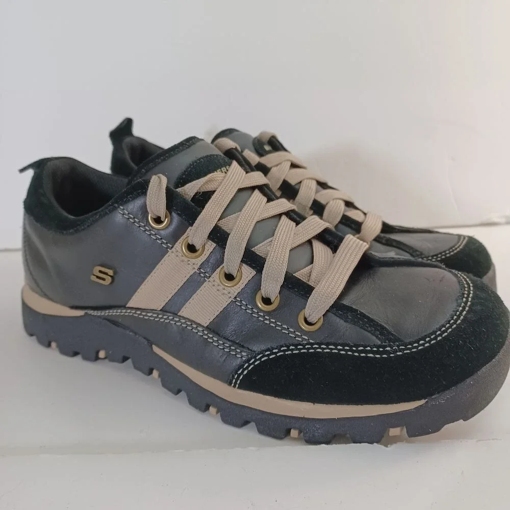 Skechers Grunge 90s Y2K‎ Bowling Oxford Leather Shoes Leather Black Chunky Sz 9